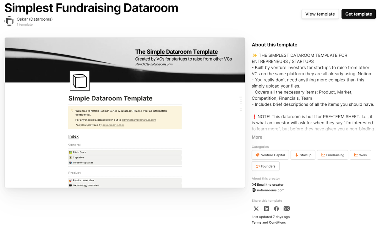 The Ultimate (and Simplest) Dataroom Template